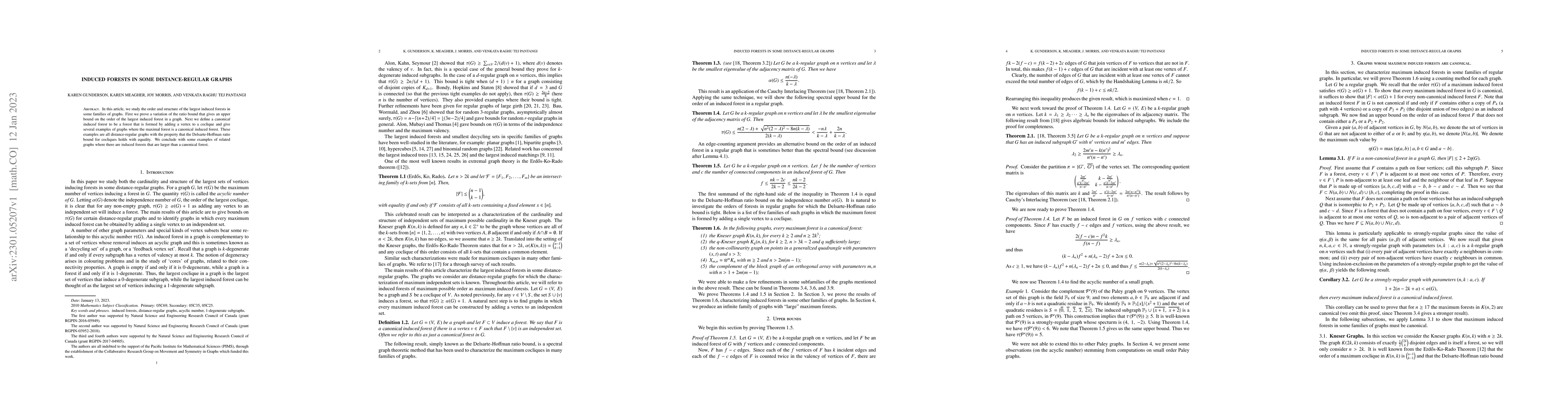 Thumbnail for Induced forests in some distance-regular graphs