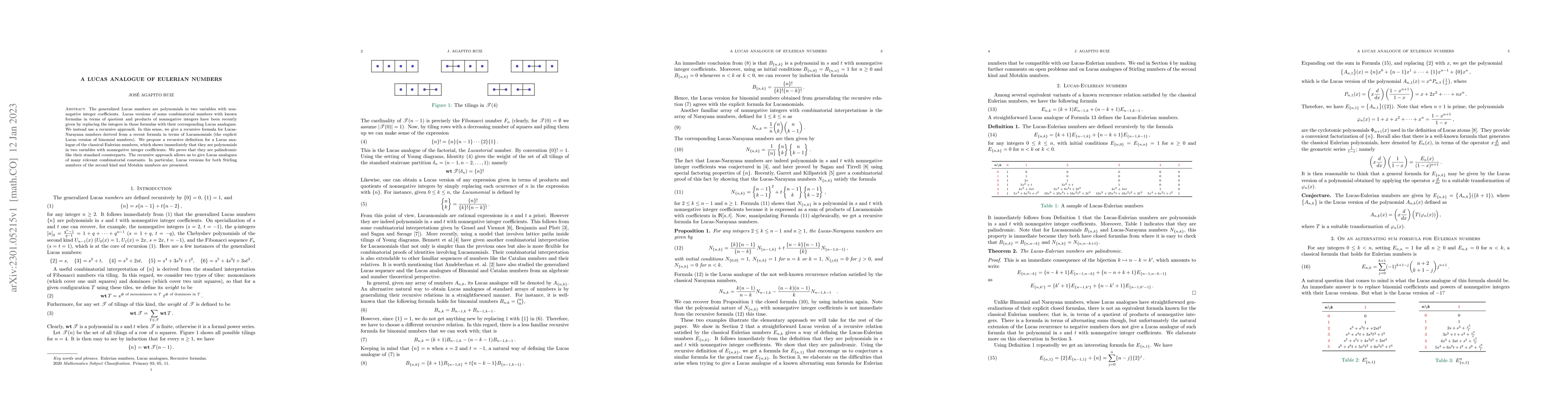 Thumbnail for A Lucas analogue of Eulerian numbers