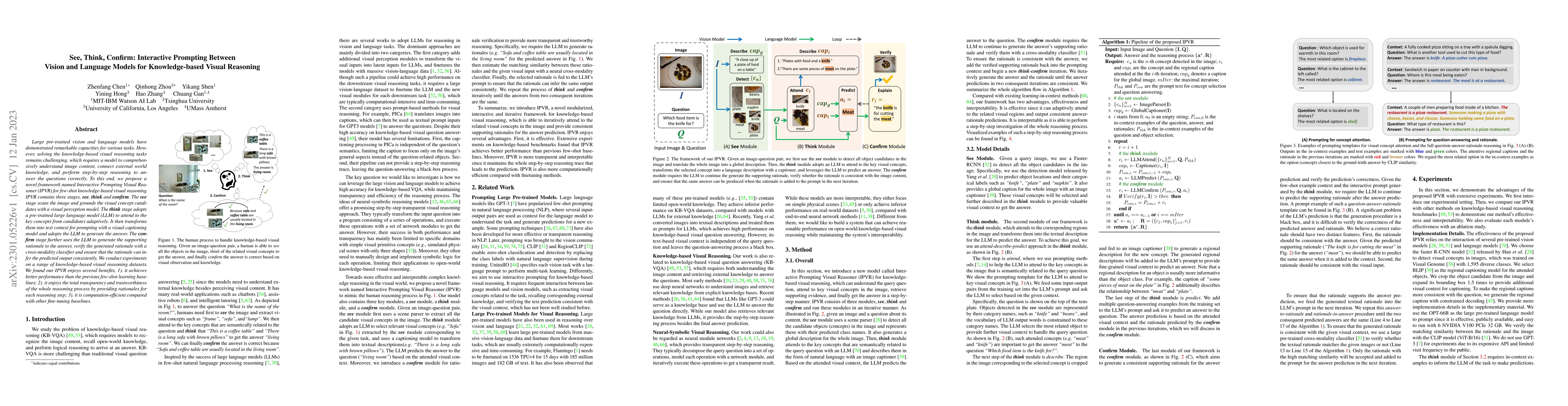 Thumbnail for See, Think, Confirm: Interactive Prompting Between Vision and Language
  Models for Knowledge-based Visual Reasoning