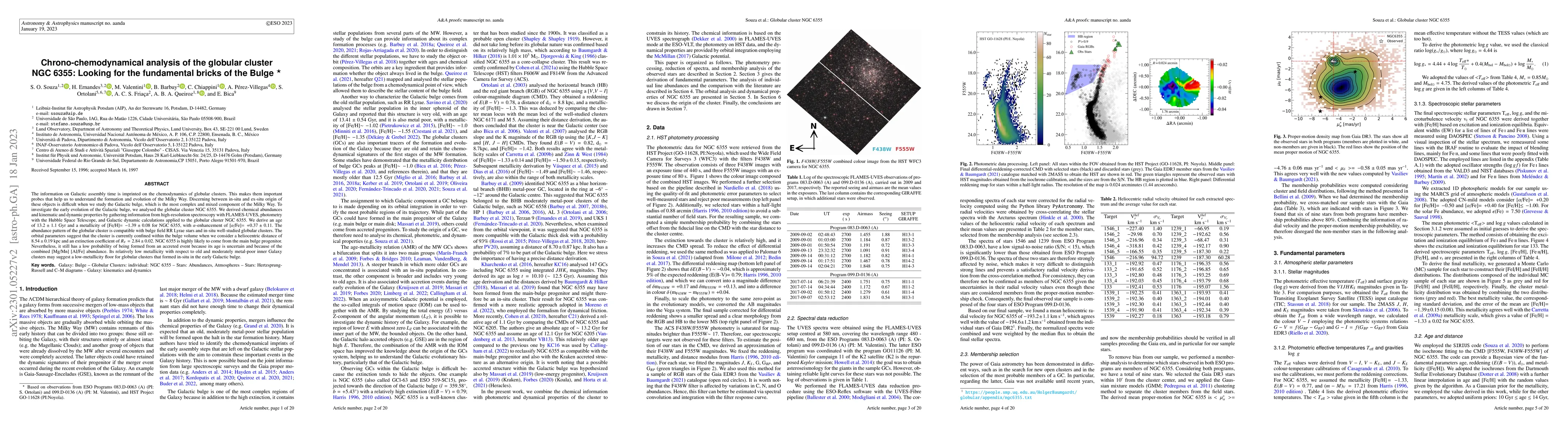 Thumbnail for Chrono-chemodynamical analysis of the globular cluster NGC 6355: Looking
  for the fundamental bricks of the Bulge
