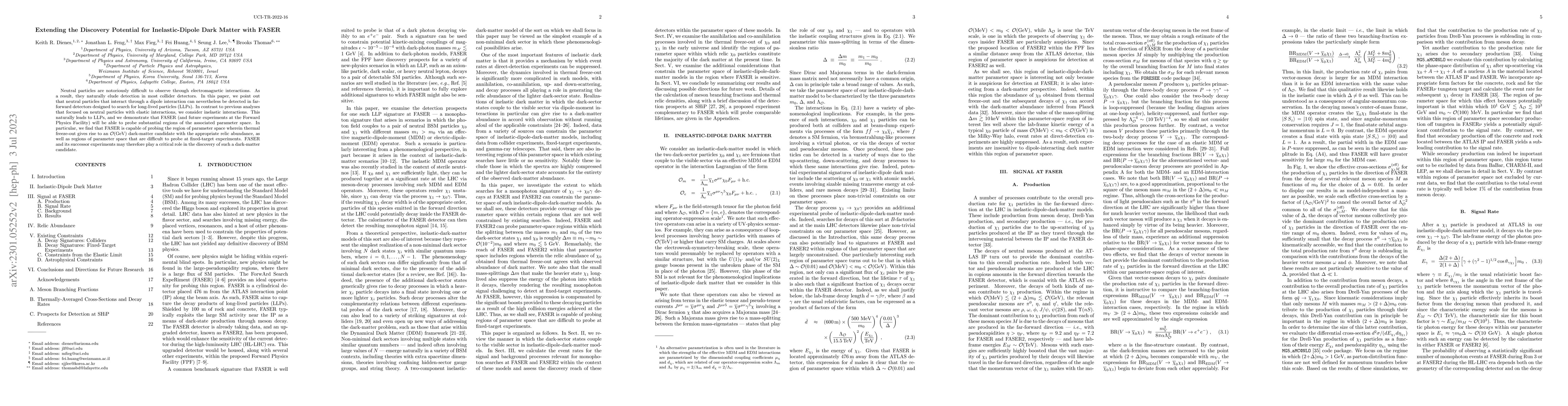 Thumbnail for Extending the Discovery Potential for Inelastic-Dipole Dark Matter with
  FASER