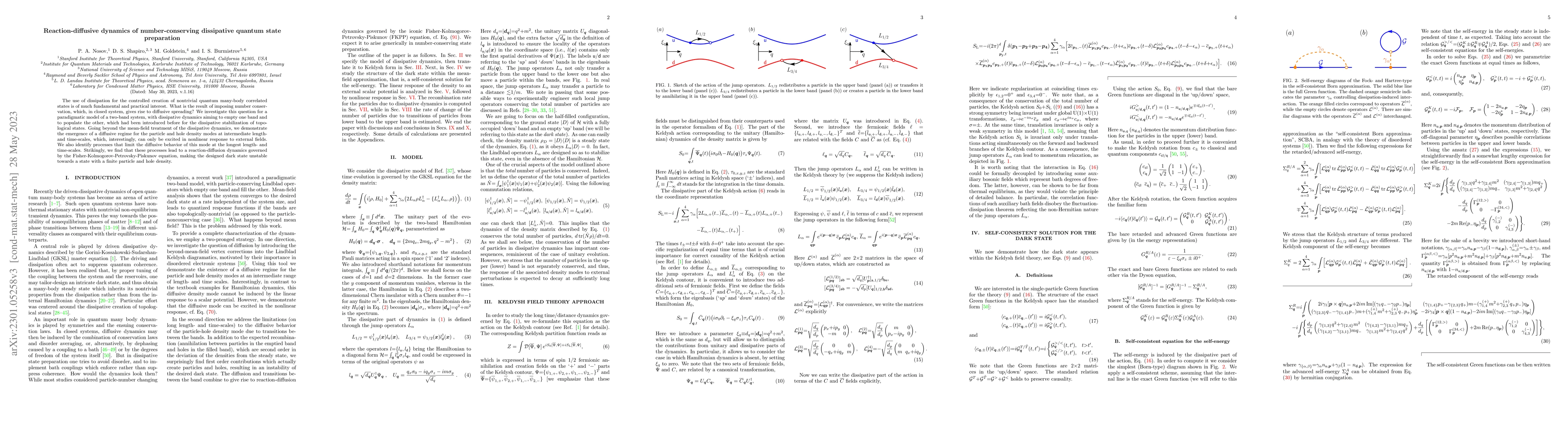 Thumbnail for Reaction-diffusive dynamics of number-conserving dissipative quantum
  state preparation