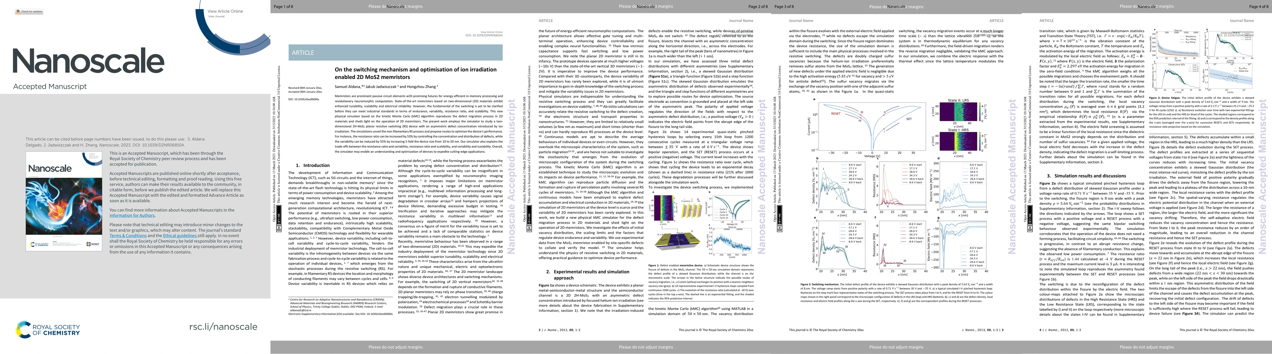 Thumbnail for On the switching mechanism and optimisation of ion irradiation enabled
  2D $MoS_2$ memristors