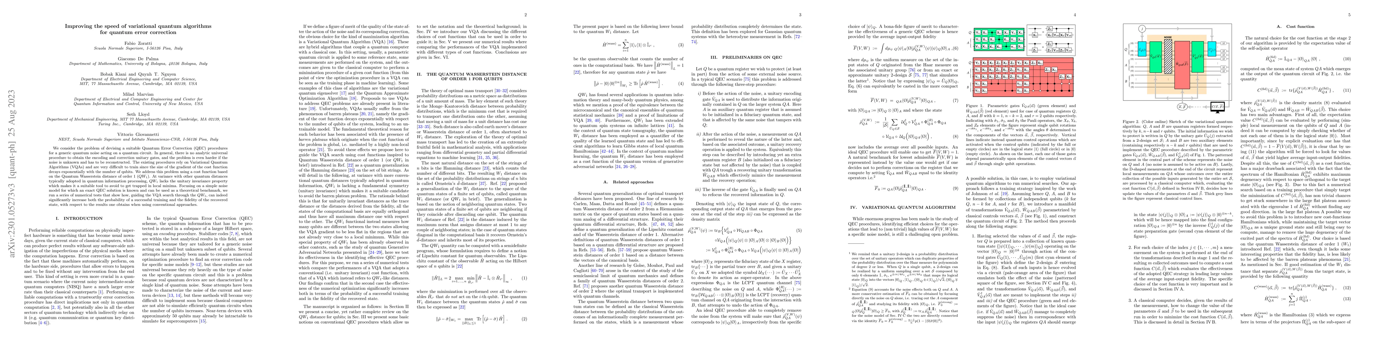 Thumbnail for Improving the speed of variational quantum algorithms for quantum error
  correction