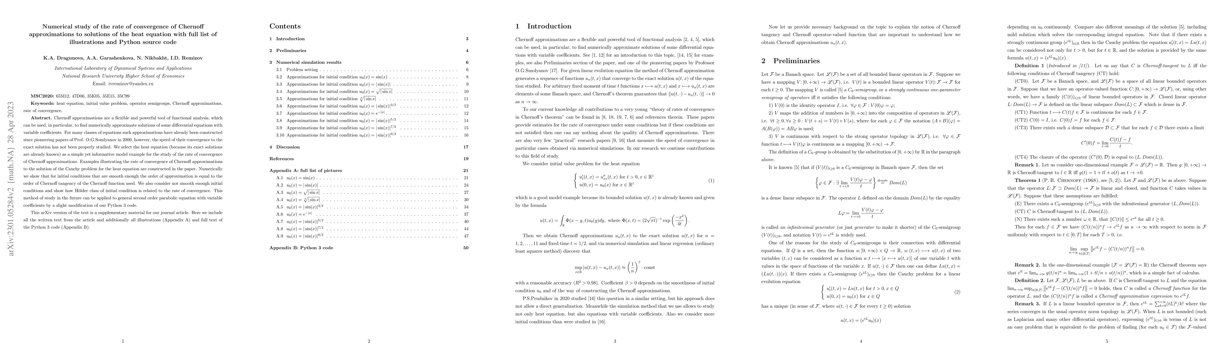 Thumbnail for Numerical study of the rate of convergence of Chernoff approximations to
  solutions of the heat equation with full list of illustrations and Python
  source code