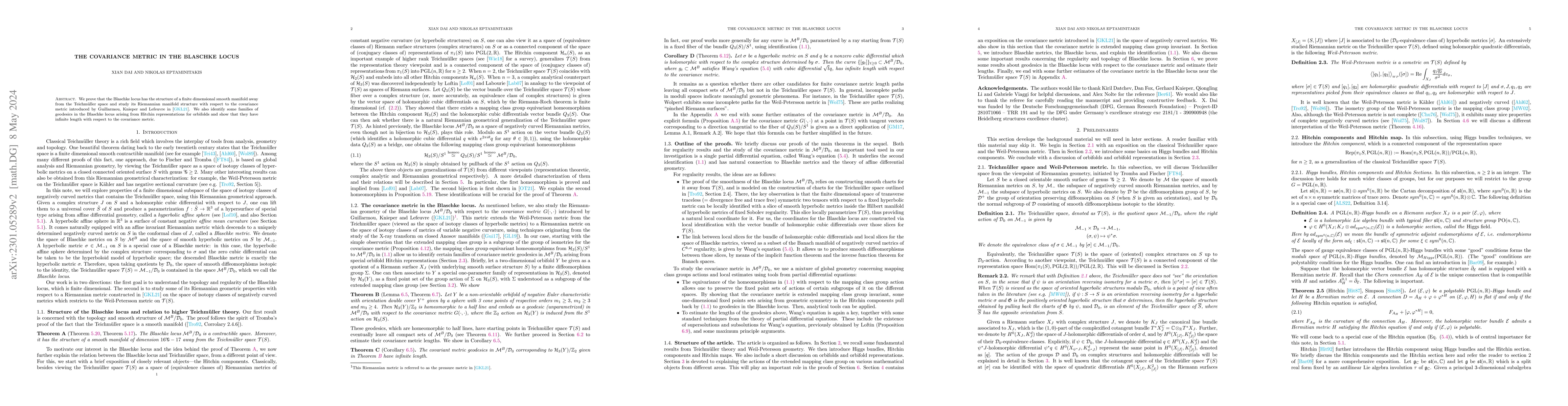 Thumbnail for The covariance metric in the Blaschke locus