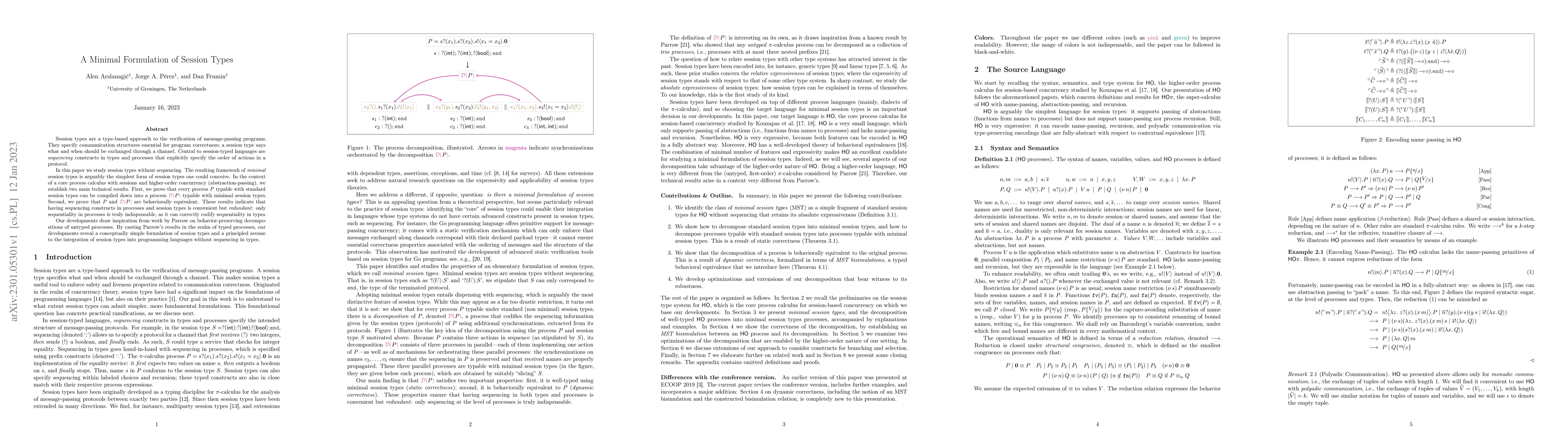 Thumbnail for A Minimal Formulation of Session Types