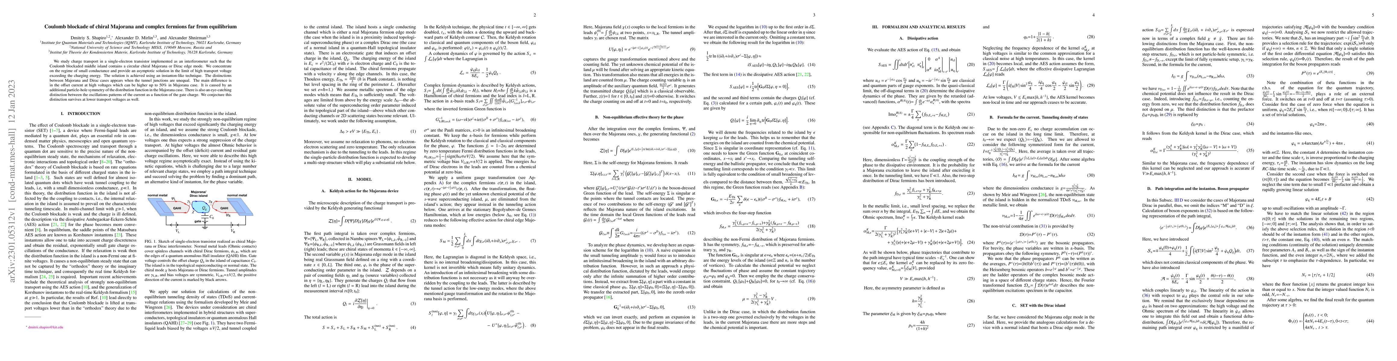 Thumbnail for Coulomb blockade of chiral Majorana and complex fermions far from
  equilibrium
