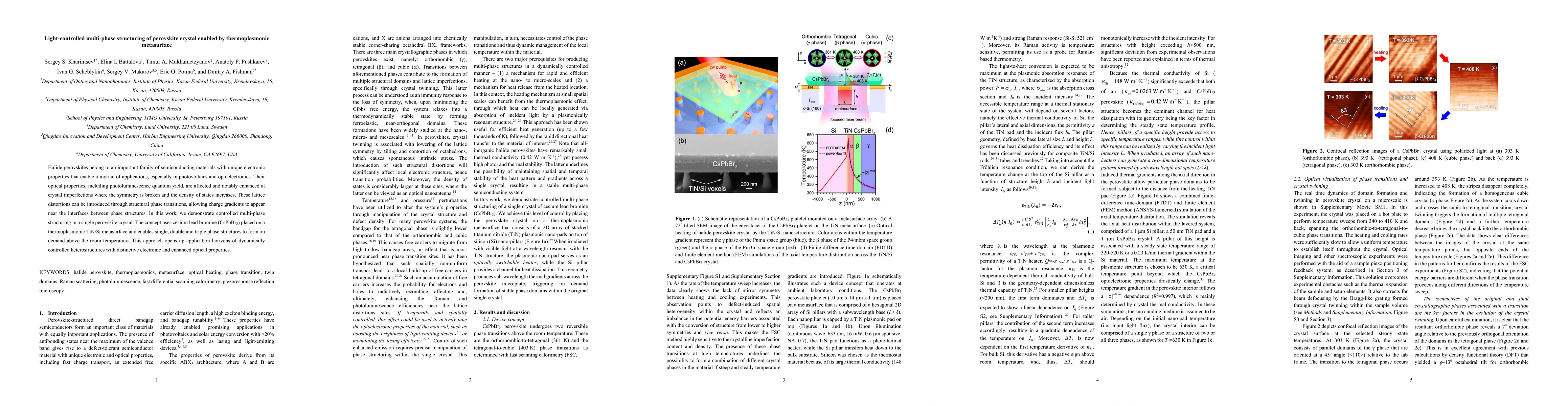 Thumbnail for Light-controlled multi-phase structuring of perovskite crystal enabled
  by thermoplasmonic metasurface