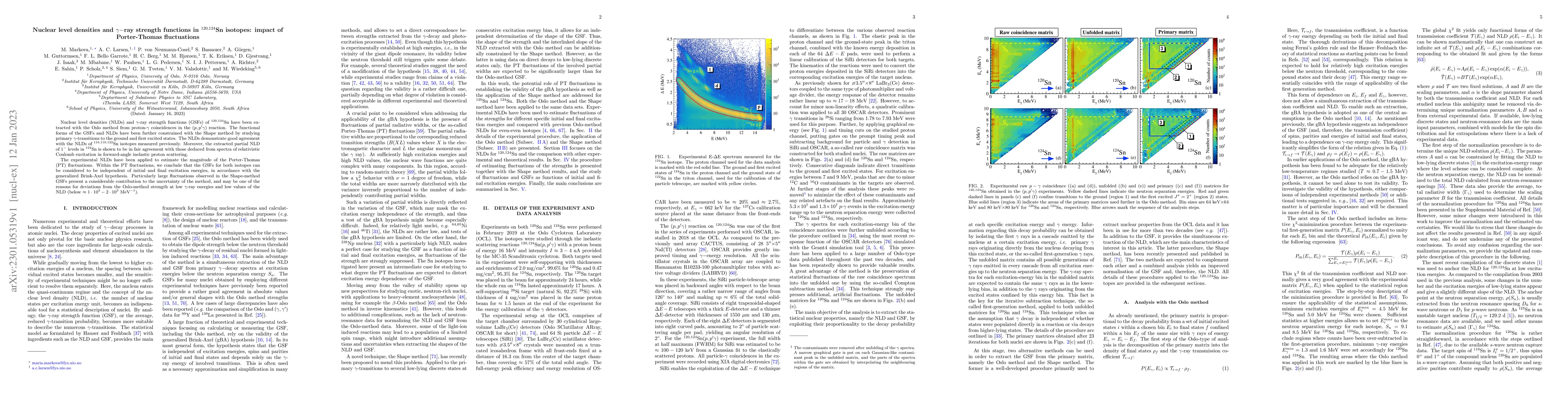 Thumbnail for Nuclear level densities and $\gamma$-ray strength functions in
  $^{120,124}$Sn isotopes: impact of Porter-Thomas fluctuations