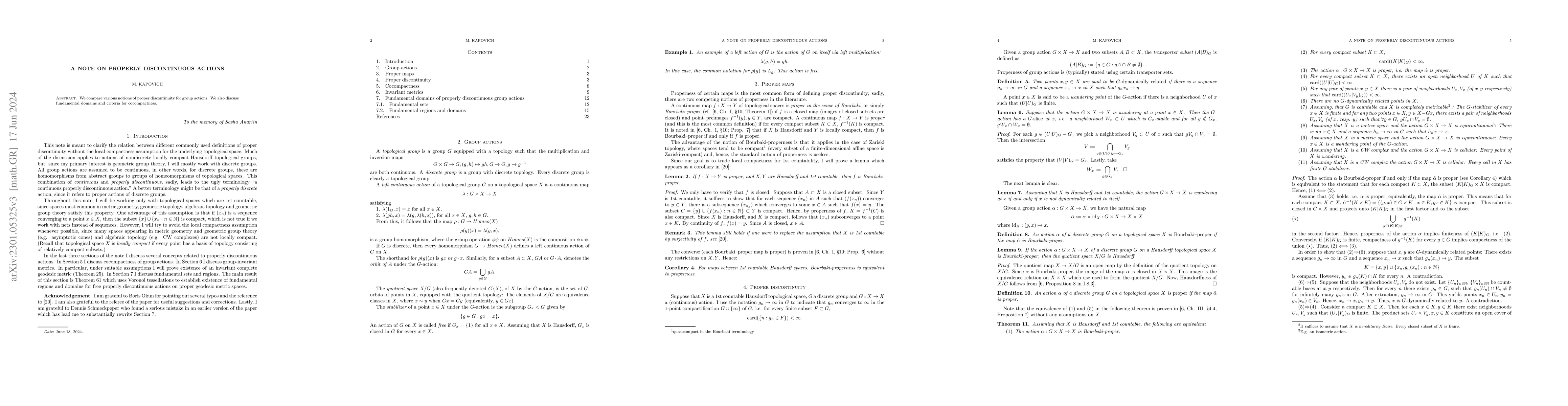 Thumbnail for A note on properly discontinuous actions