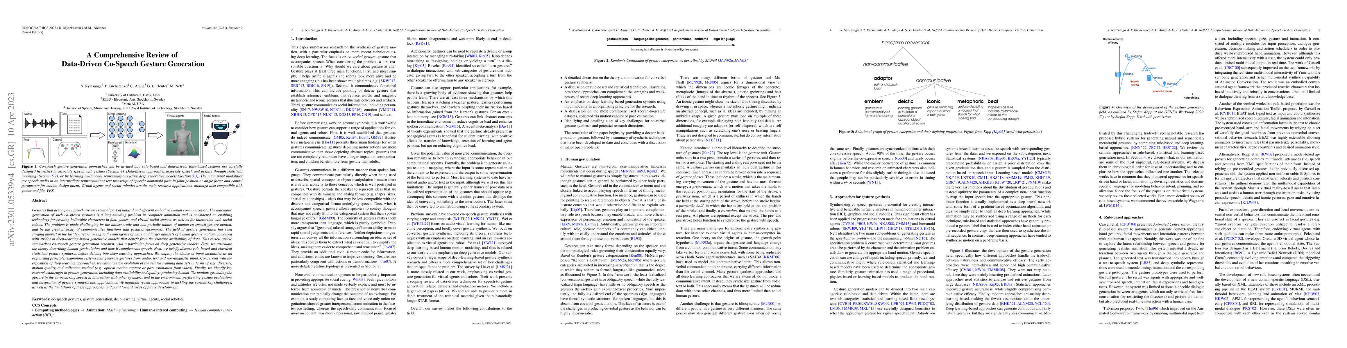 Thumbnail for A Comprehensive Review of Data-Driven Co-Speech Gesture Generation