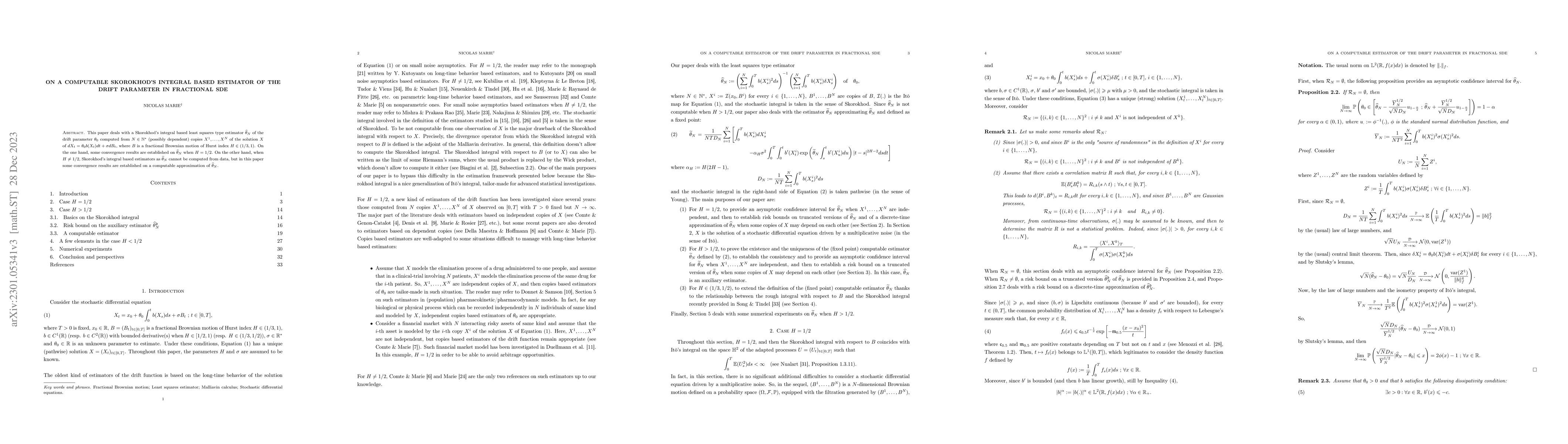 Thumbnail for On a Computable Skorokhod's Integral Based Estimator of the Drift
  Parameter in Fractional SDE