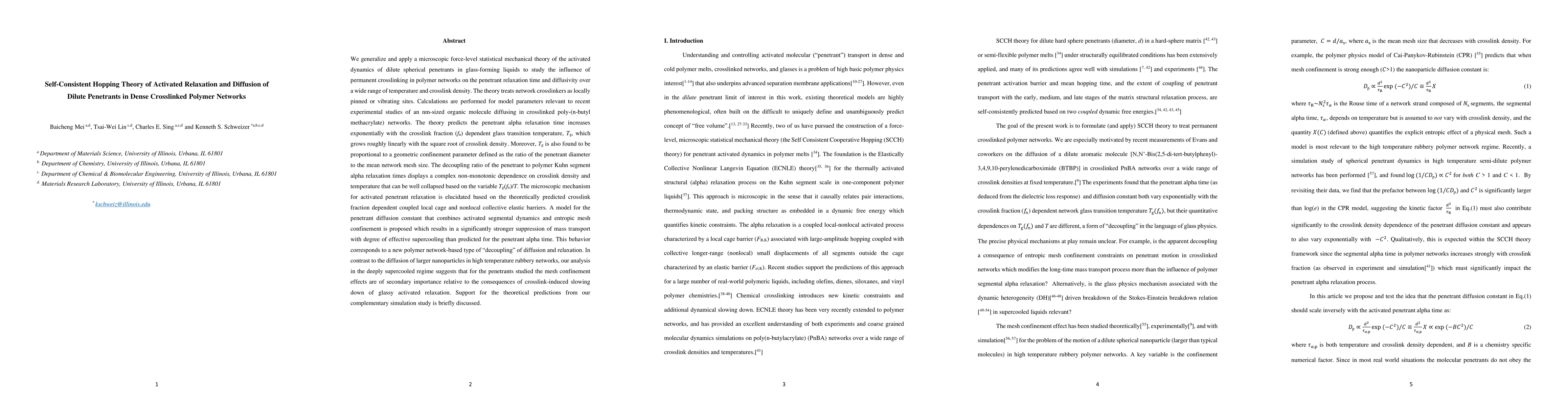 Thumbnail for Self-Consistent Hopping Theory of Activated Relaxation and Diffusion of
  Dilute Penetrants in Dense Crosslinked Polymer Networks