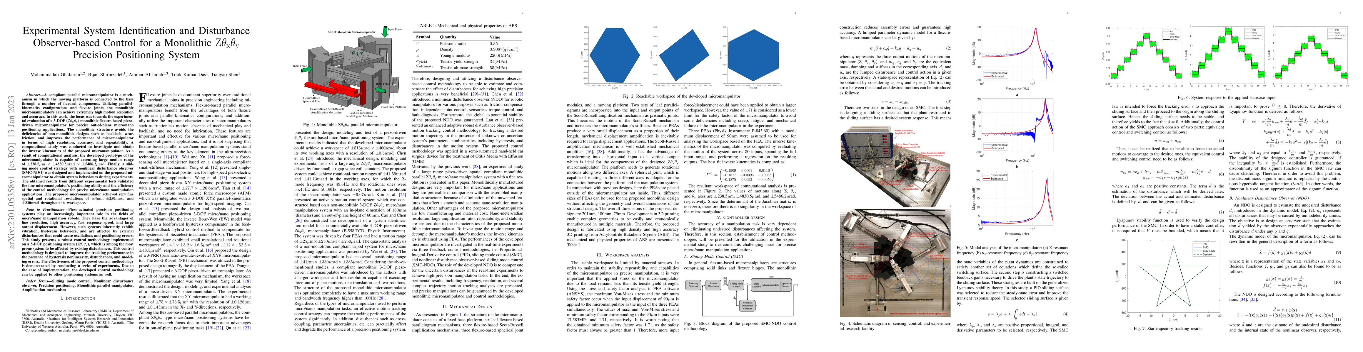 Thumbnail for Experimental System Identification and Disturbance Observer-based
  Control for a Monolithic $Z{\theta}_{x}{\theta}_{y}$ Precision Positioning
  System