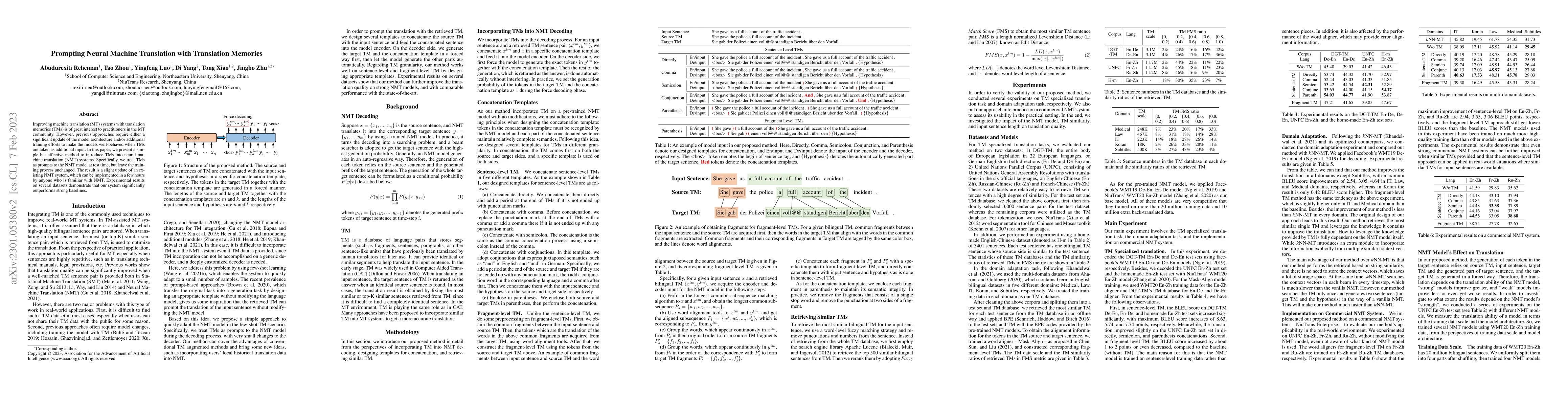 Thumbnail for Prompting Neural Machine Translation with Translation Memories