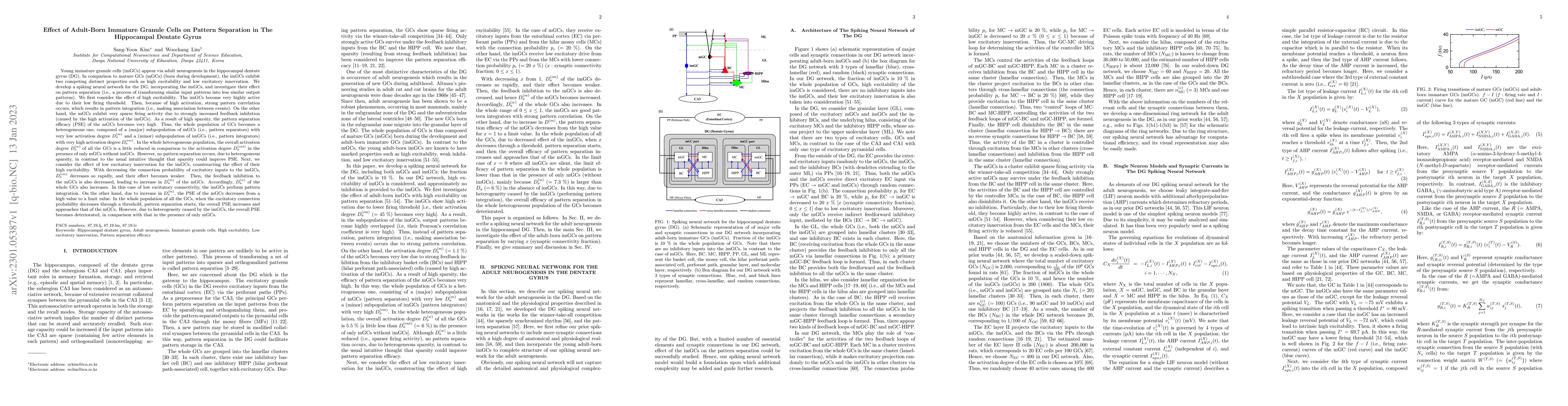 Thumbnail for Effect of Adult-Born Immature Granule Cells on Pattern Separation in The
  Hippocampal Dentate Gyrus