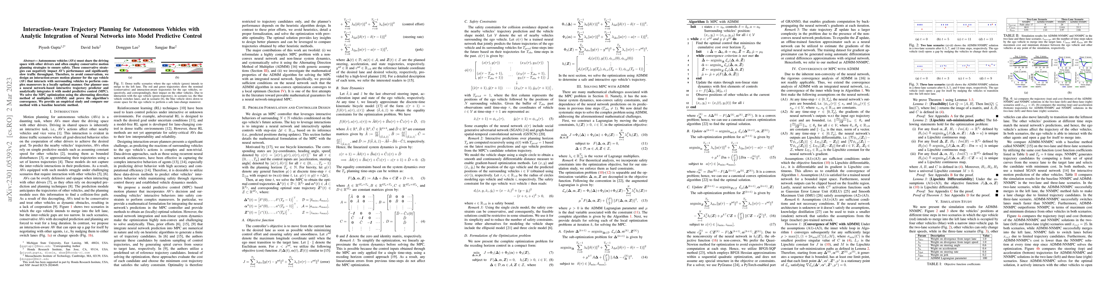 Thumbnail for Interaction-Aware Trajectory Planning for Autonomous Vehicles with
  Analytic Integration of Neural Networks into Model Predictive Control