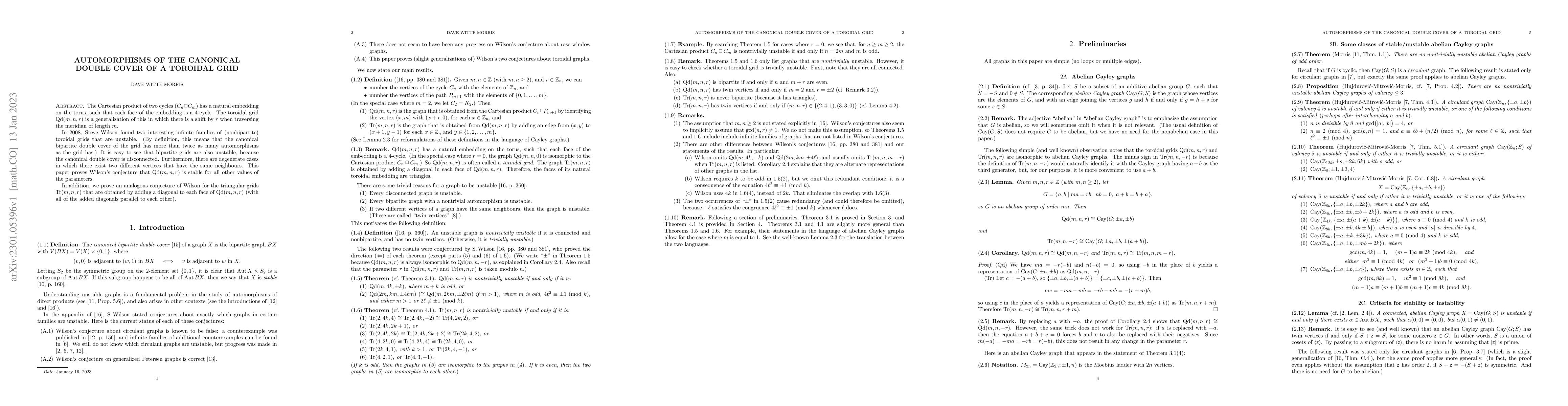 Thumbnail for Automorphisms of the canonical double cover of a toroidal grid