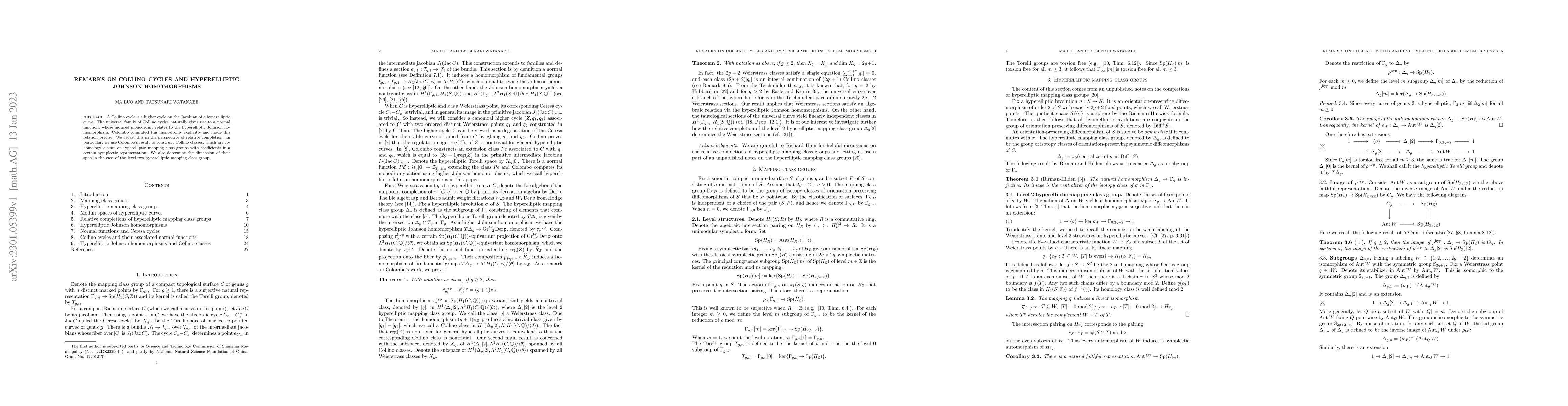 Thumbnail for Remarks on Collino cycles and hyperelliptic Johnson homomorphisms
