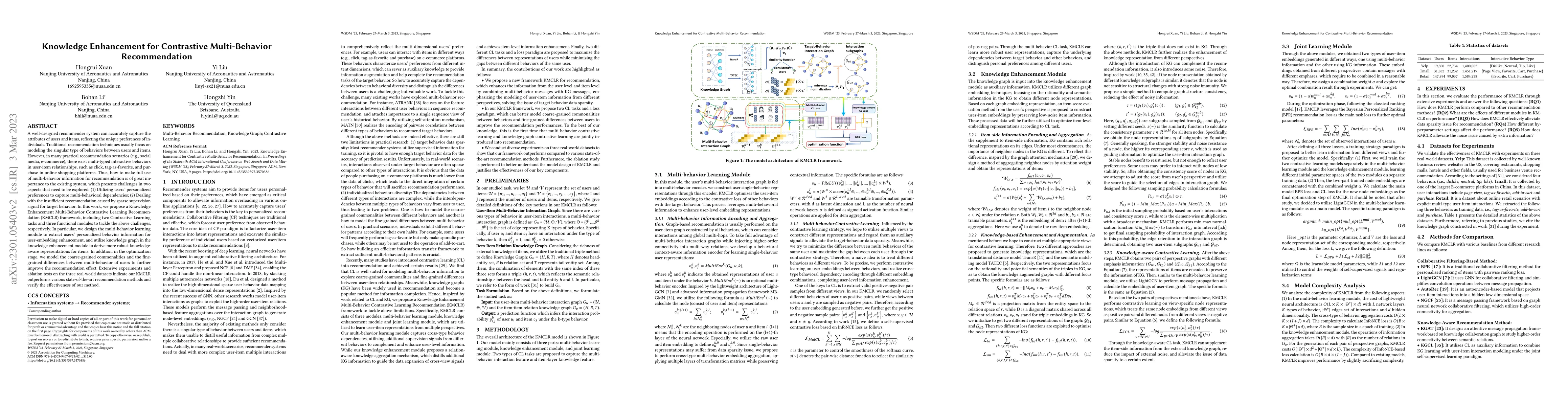 Thumbnail for Knowledge Enhancement for Contrastive Multi-Behavior Recommendation