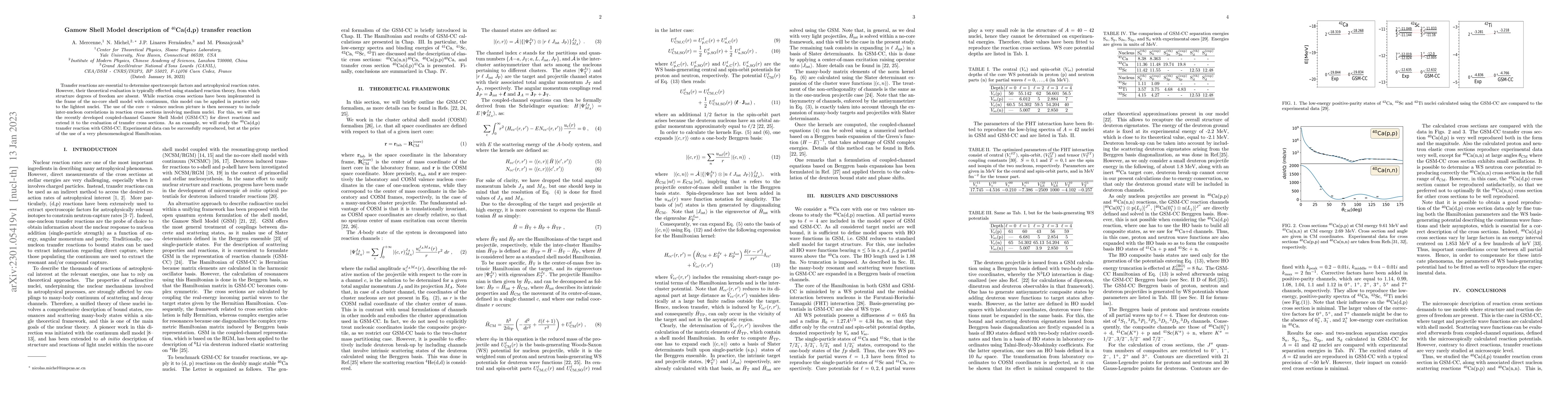 Thumbnail for Gamow Shell Model description of ${ { }^{ 40 } }$Ca(d,p) transfer
  reaction