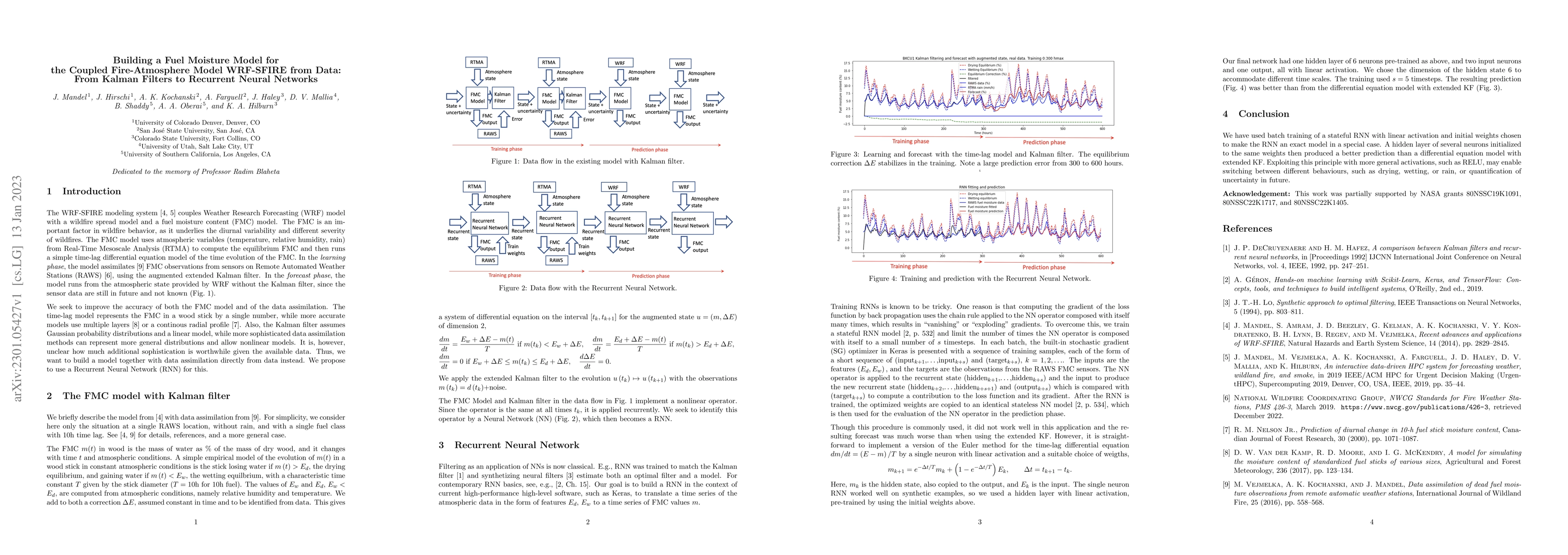 Thumbnail for Building a Fuel Moisture Model for the Coupled Fire-Atmosphere Model
  WRF-SFIRE from Data: From Kalman Filters to Recurrent Neural Networks