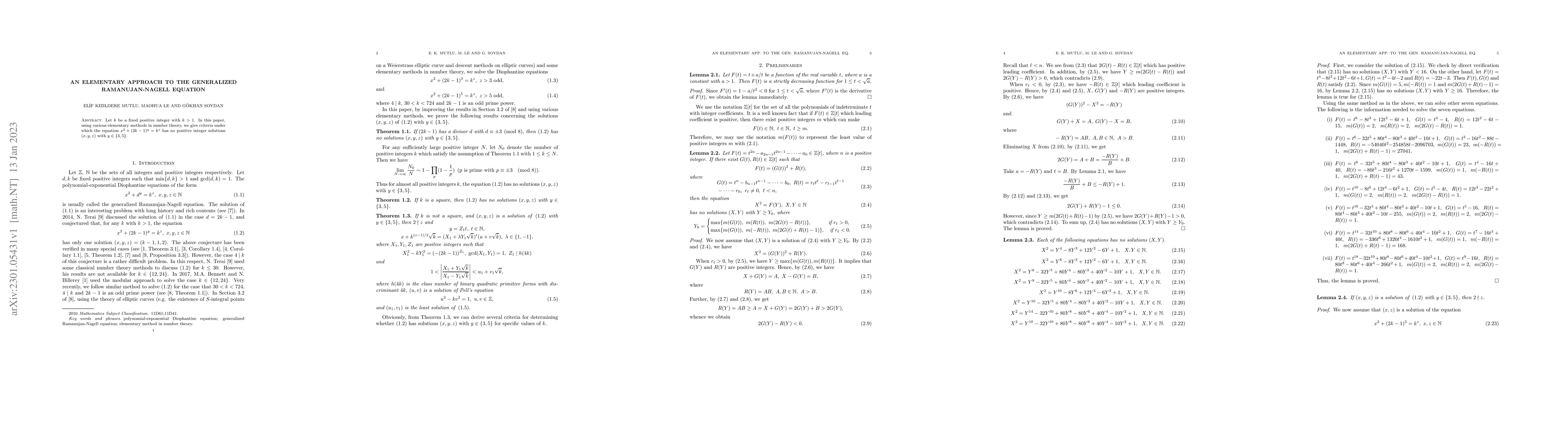 Thumbnail for An elementary approach to the generalized Ramanujan-Nagell equation