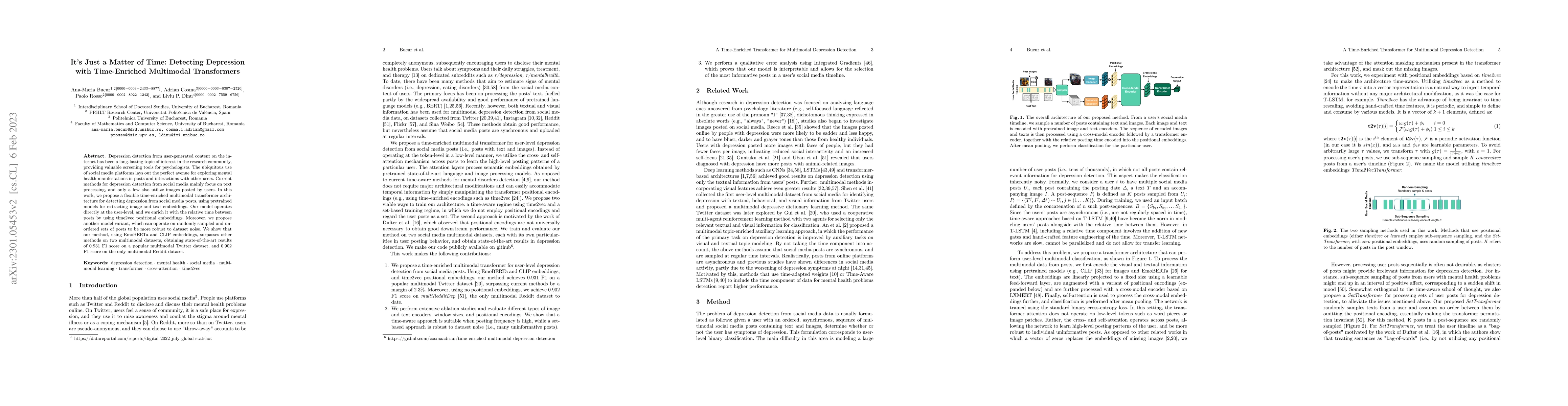 Thumbnail for It's Just a Matter of Time: Detecting Depression with Time-Enriched
  Multimodal Transformers