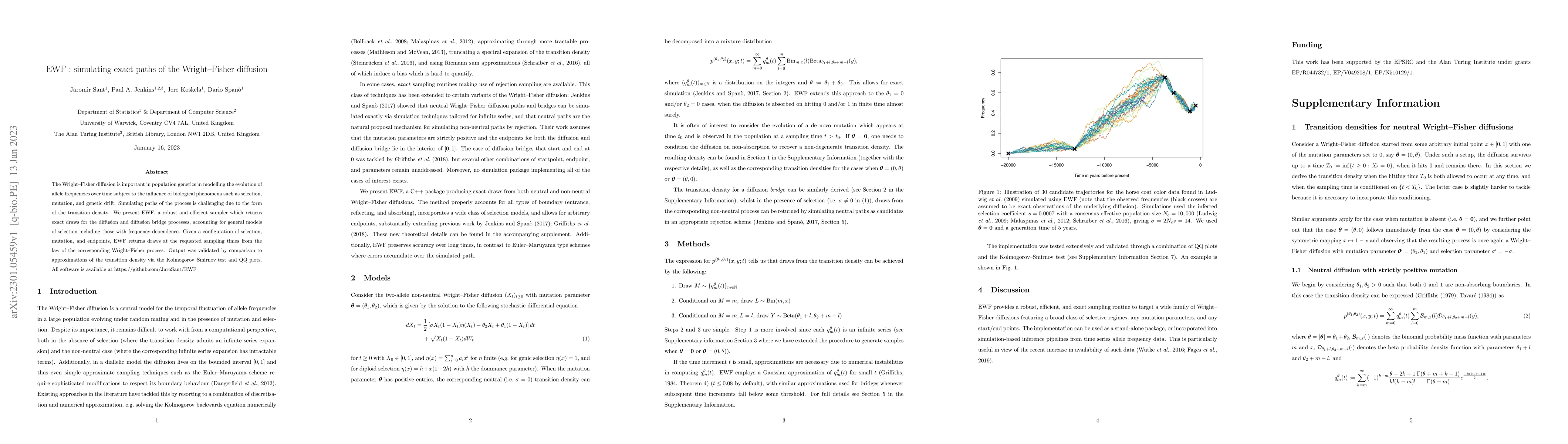 Thumbnail for EWF : simulating exact paths of the Wright--Fisher diffusion