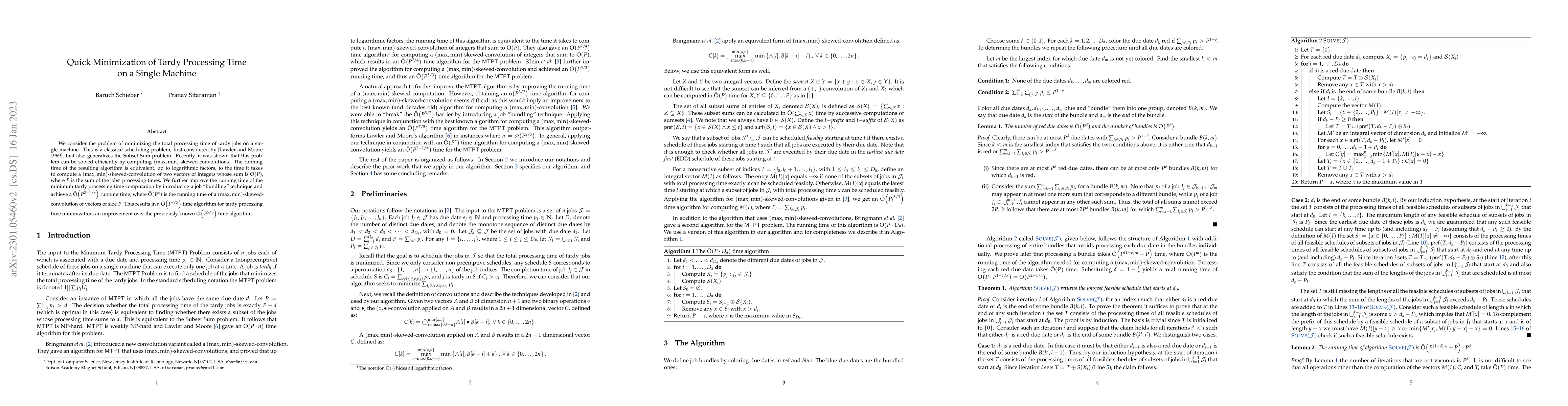 Thumbnail for Quick Minimization of Tardy Processing Time on a Single Machine