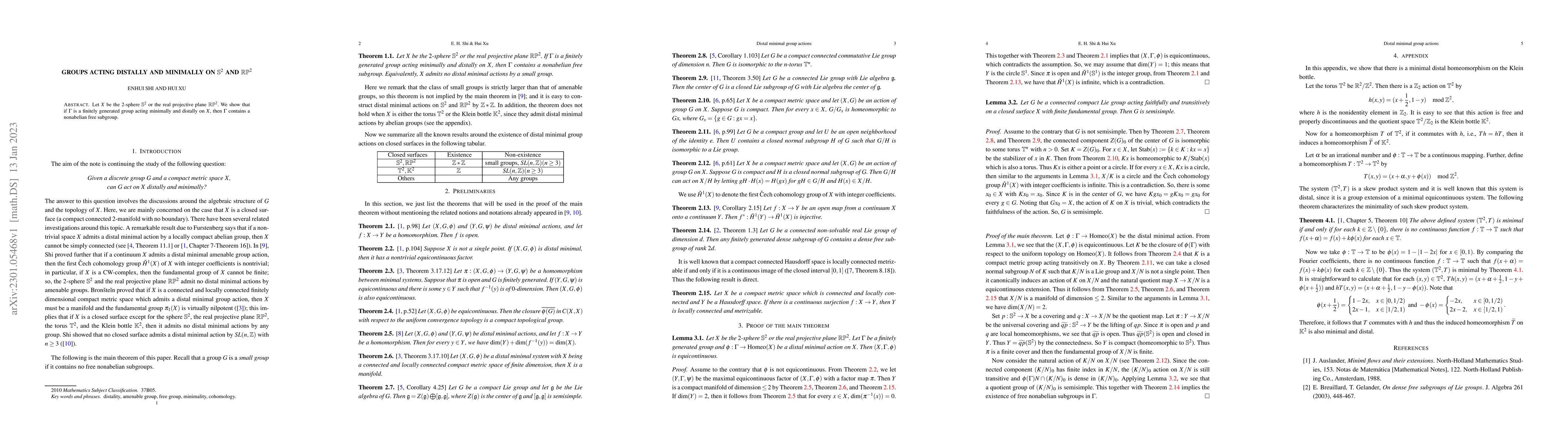Thumbnail for Groups acting distally and minimally on $\mathbb S^2$ and $\mathbb
  {RP}^2$