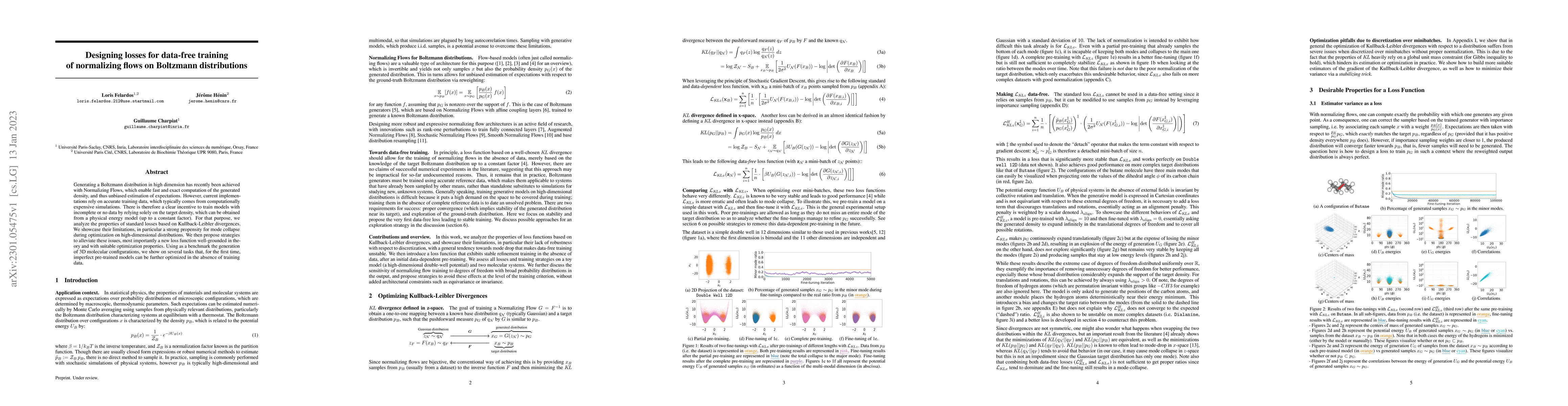 Thumbnail for Designing losses for data-free training of normalizing flows on
  Boltzmann distributions