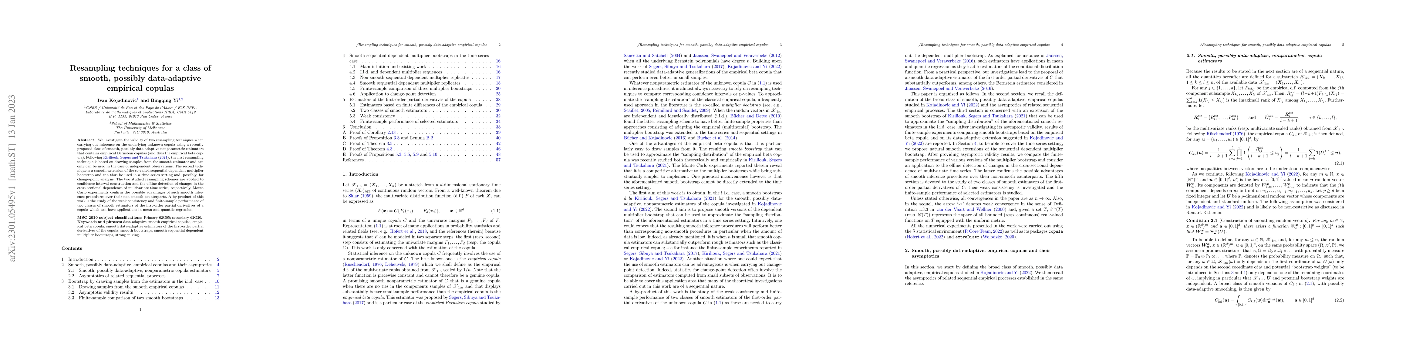 Thumbnail for Resampling techniques for a class of smooth, possibly data-adaptive
  empirical copulas