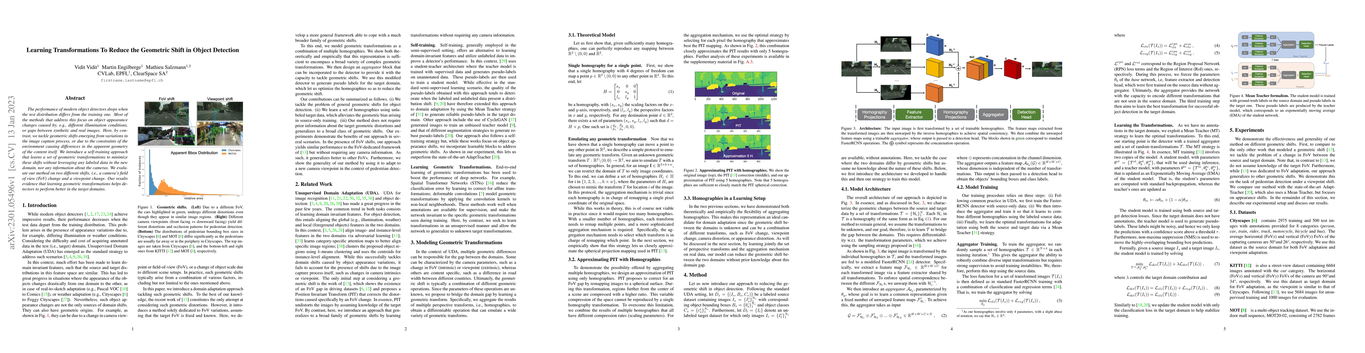 Thumbnail for Learning Transformations To Reduce the Geometric Shift in Object
  Detection