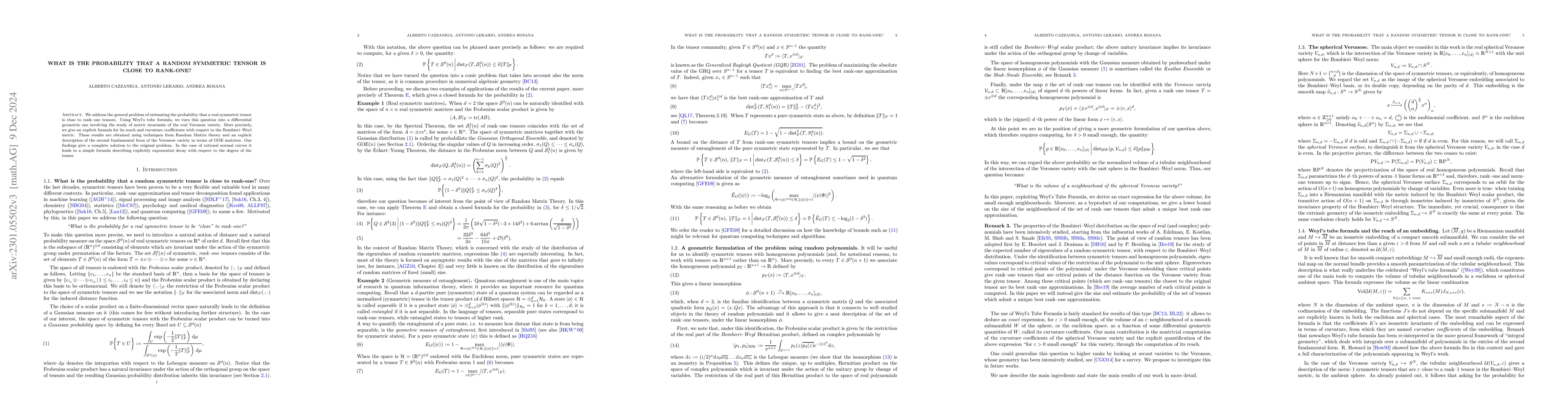 Thumbnail for What is the probability that a random symmetric tensor is close to
  rank-one?