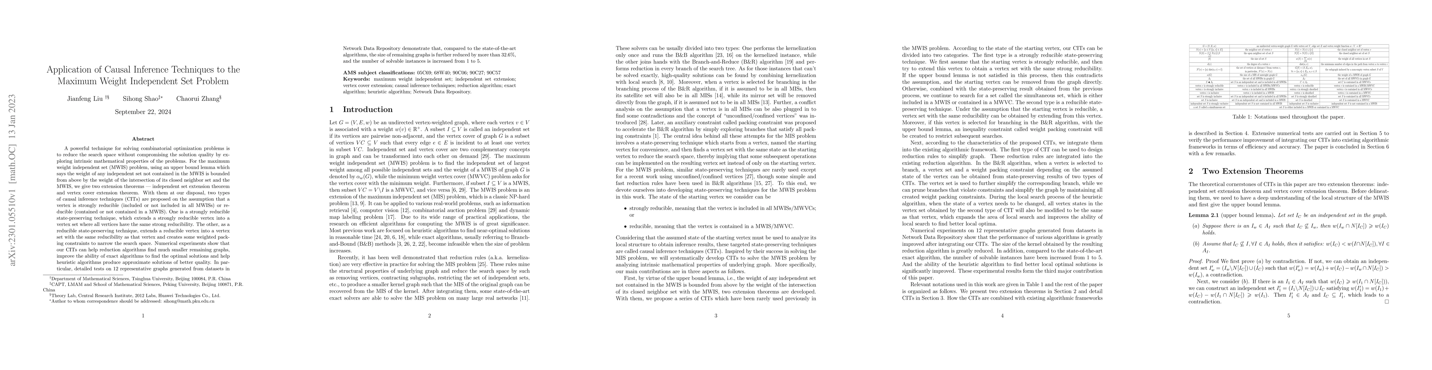Thumbnail for Application of Causal Inference Techniques to the Maximum Weight
  Independent Set Problem