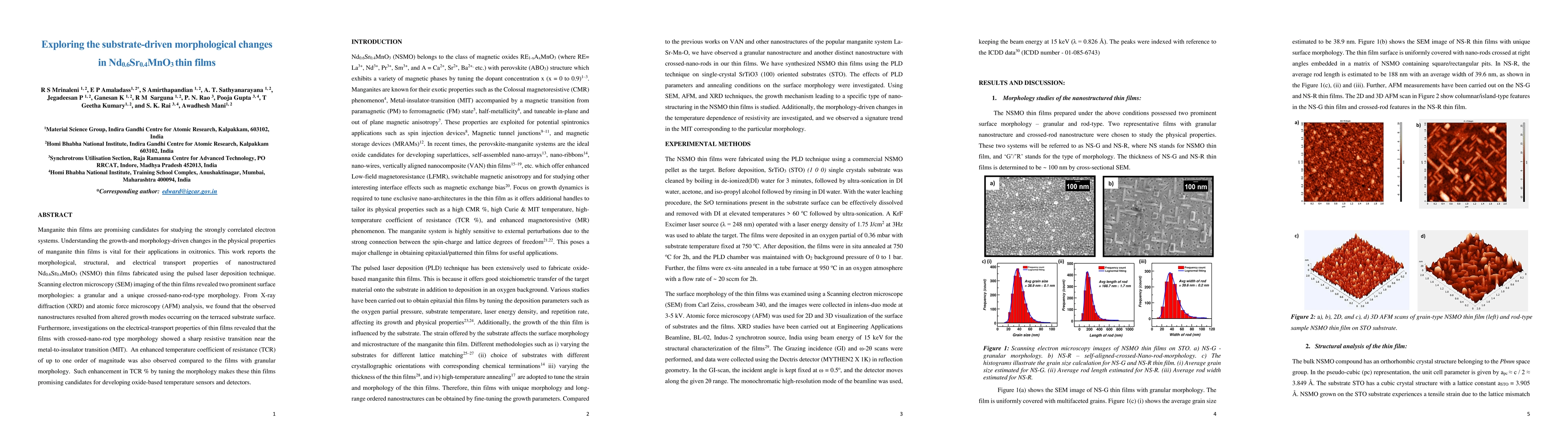 Thumbnail for Exploring the substrate-driven morphological changes in Nd0.6Sr0.4MnO3
  thin films