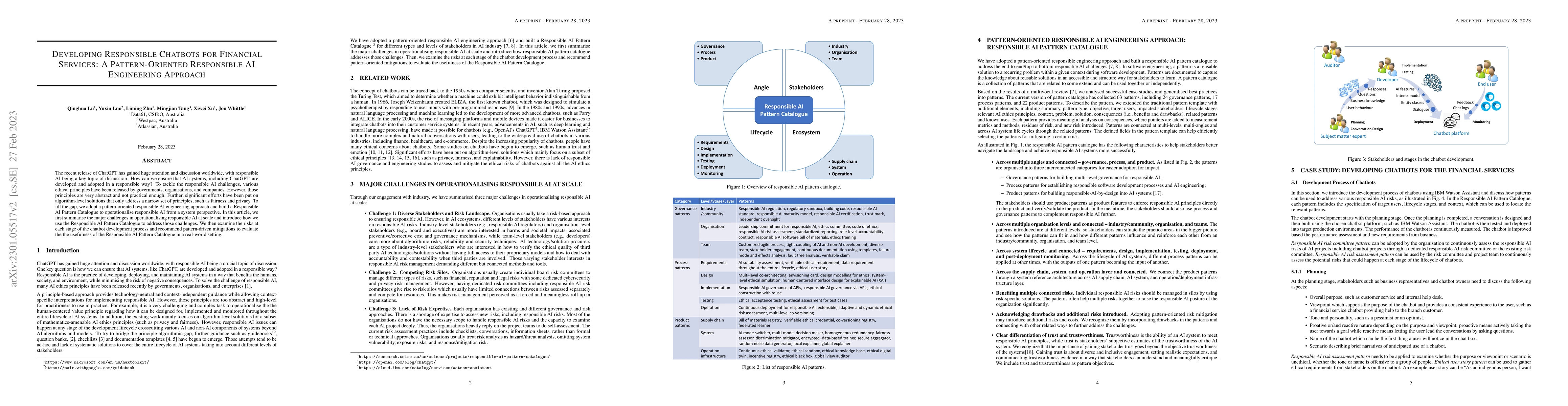 Thumbnail for Developing Responsible Chatbots for Financial Services: A
  Pattern-Oriented Responsible AI Engineering Approach