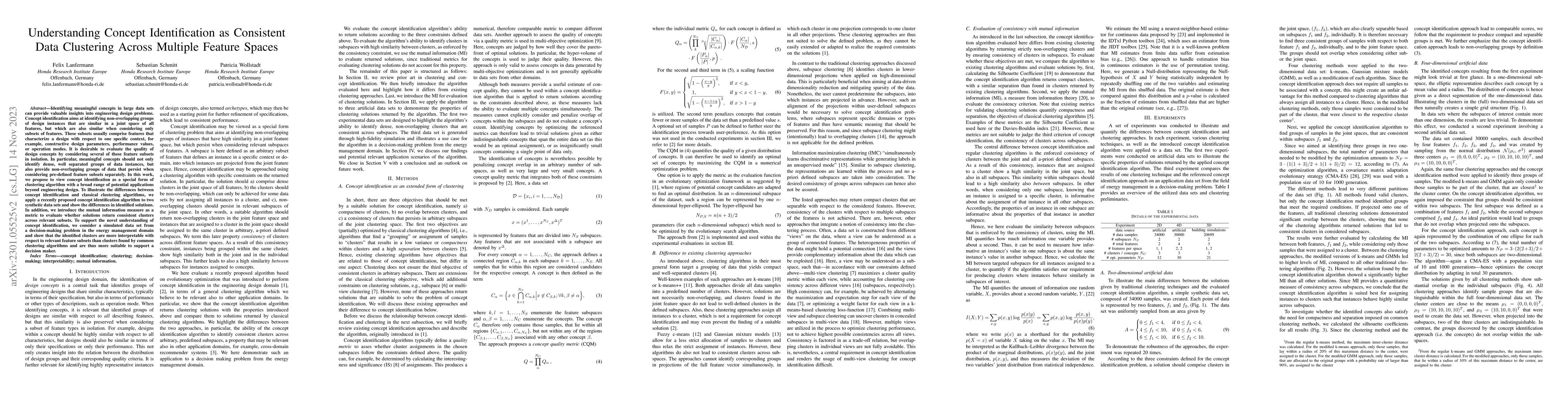 Thumbnail for Understanding Concept Identification as Consistent Data Clustering
  Across Multiple Feature Spaces