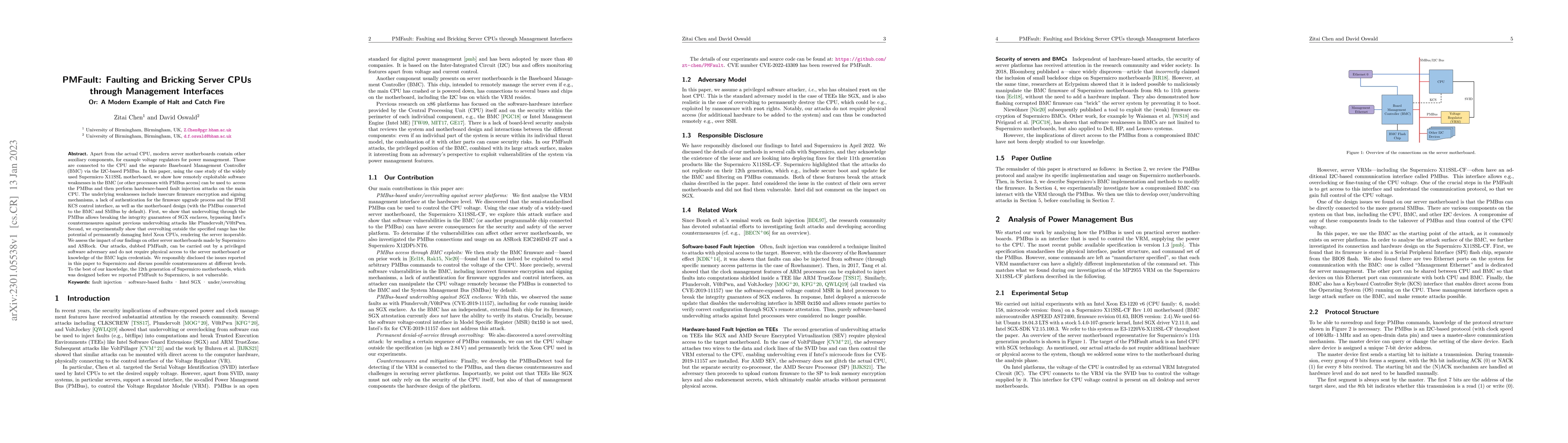 Thumbnail for PMFault: Faulting and Bricking Server CPUs through Management Interfaces