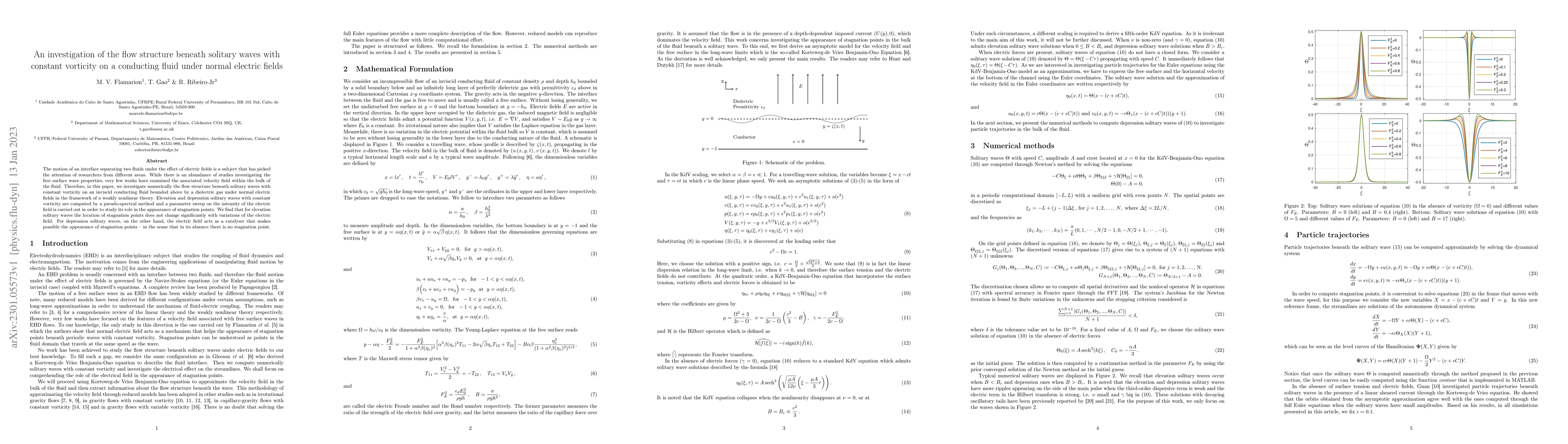 Thumbnail for An investigation of the flow structure beneath solitary waves with
  constant vorticity on a conducting fluid under normal electric fields