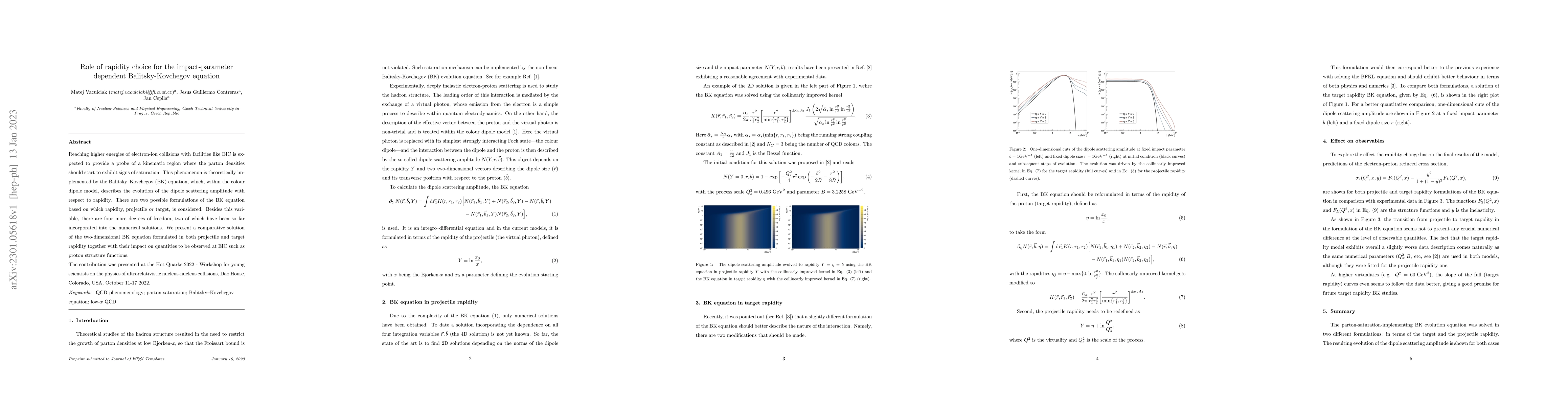 Thumbnail for Role of rapidity choice for the impact-parameter dependent
  Balitsky-Kovchegov equation