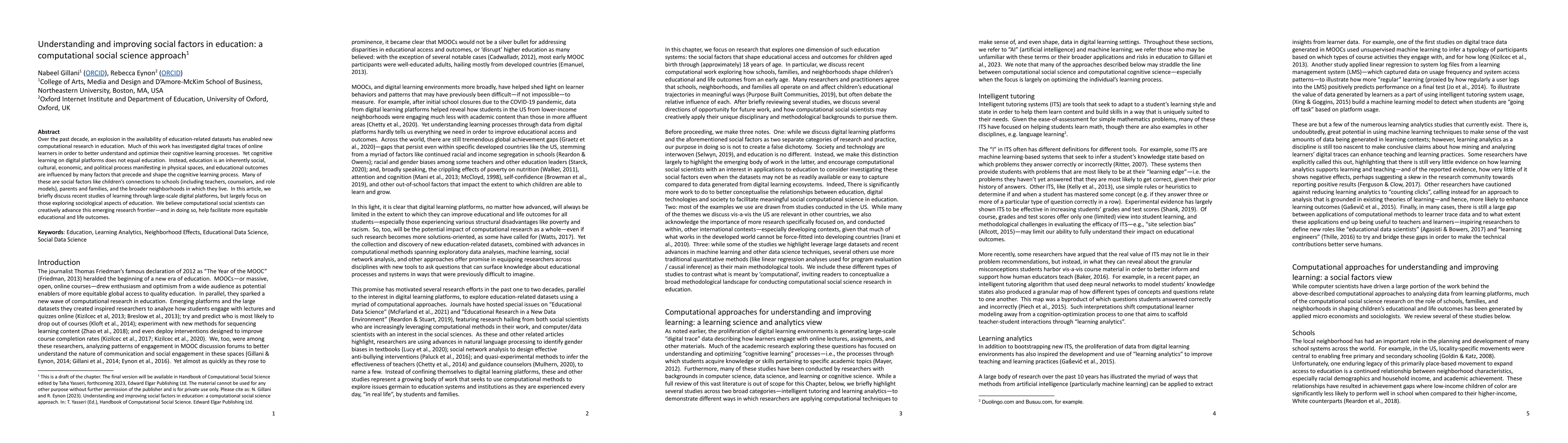 Thumbnail for Understanding and improving social factors in education: a computational
  social science approach