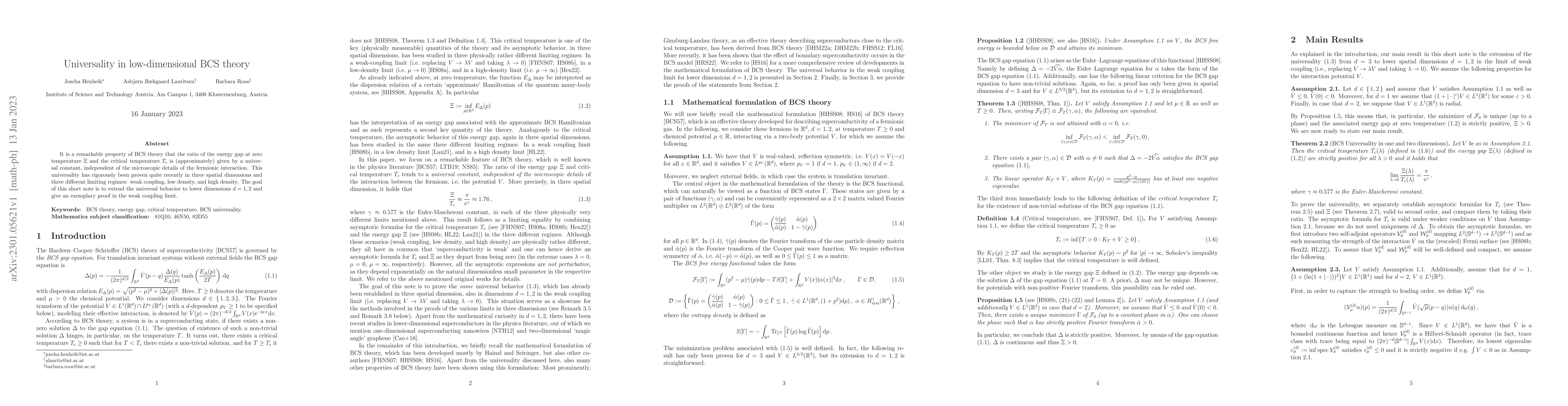 Thumbnail for Universality in low-dimensional BCS theory