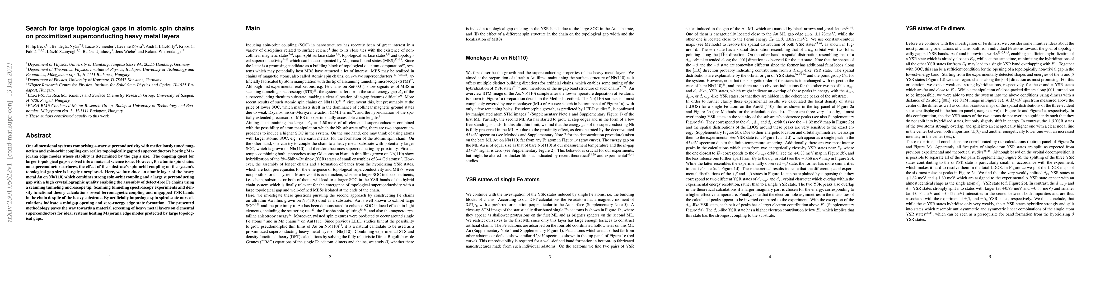 Thumbnail for Search for large topological gaps in atomic spin chains on proximitized
  superconducting heavy metal layers