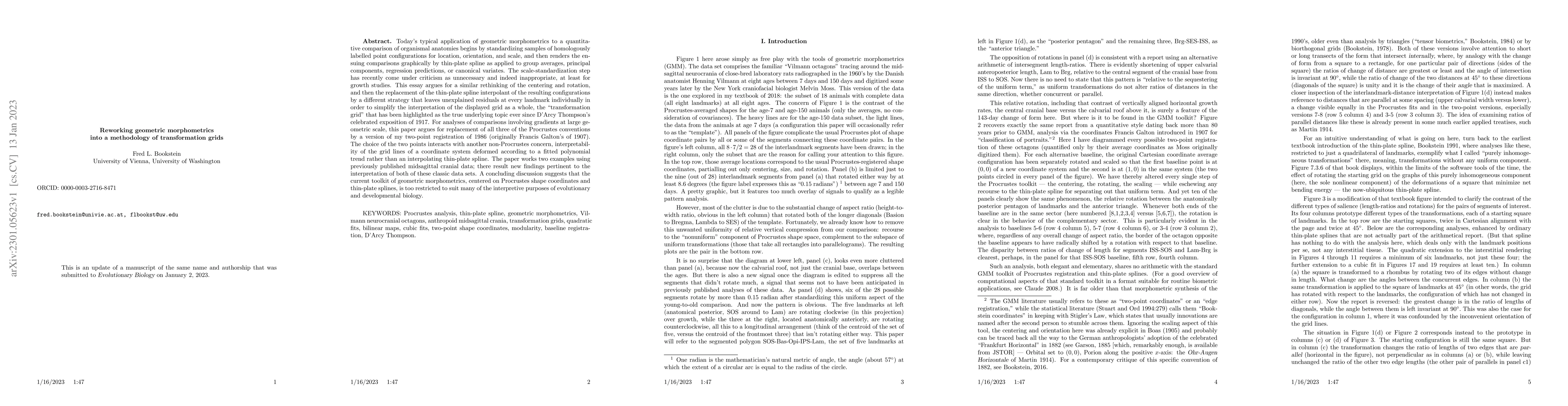 Thumbnail for Reworking geometric morphometrics into a methodology of transformation
  grids