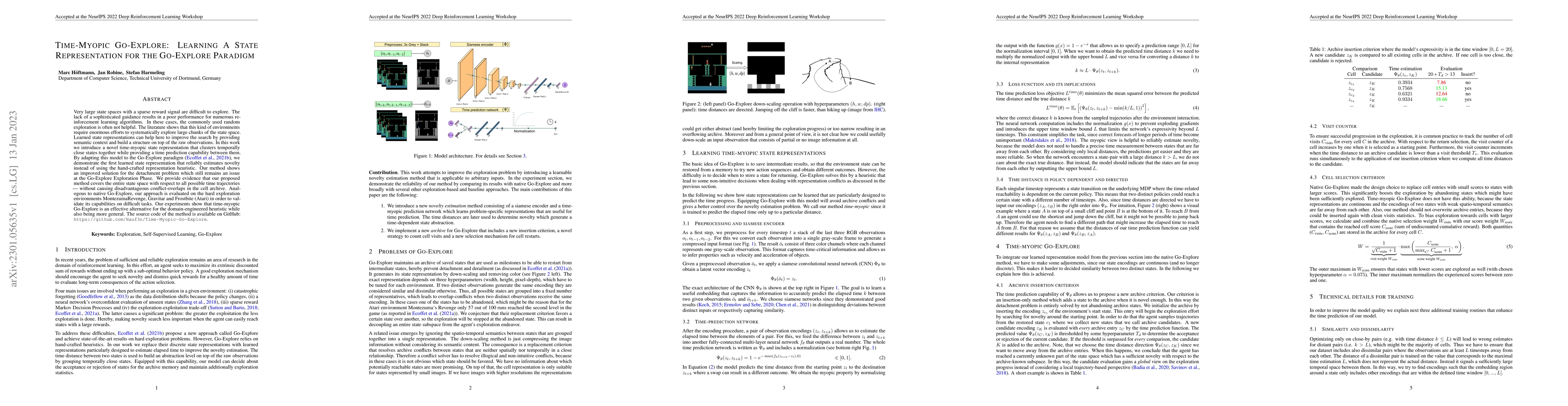 Thumbnail for Time-Myopic Go-Explore: Learning A State Representation for the
  Go-Explore Paradigm