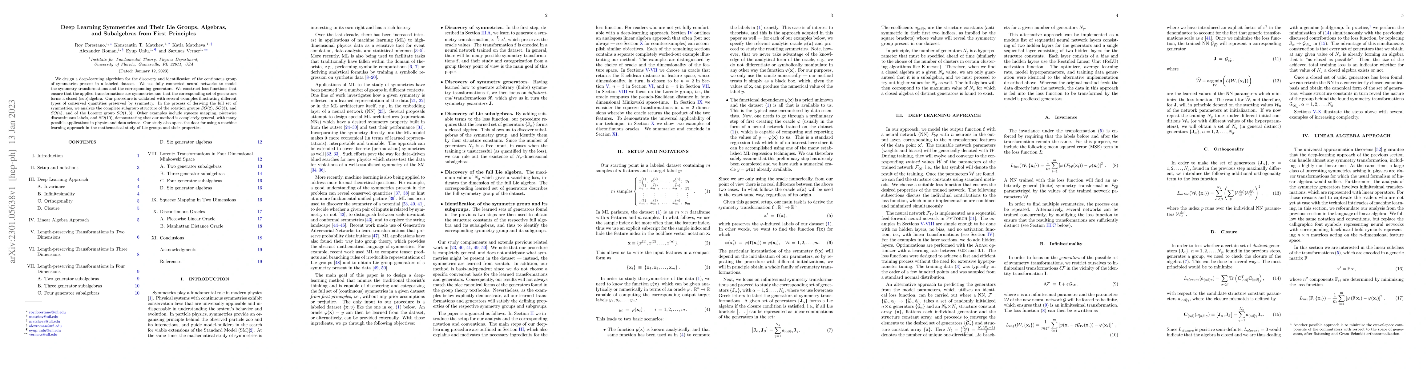 Thumbnail for Deep Learning Symmetries and Their Lie Groups, Algebras, and Subalgebras
  from First Principles
