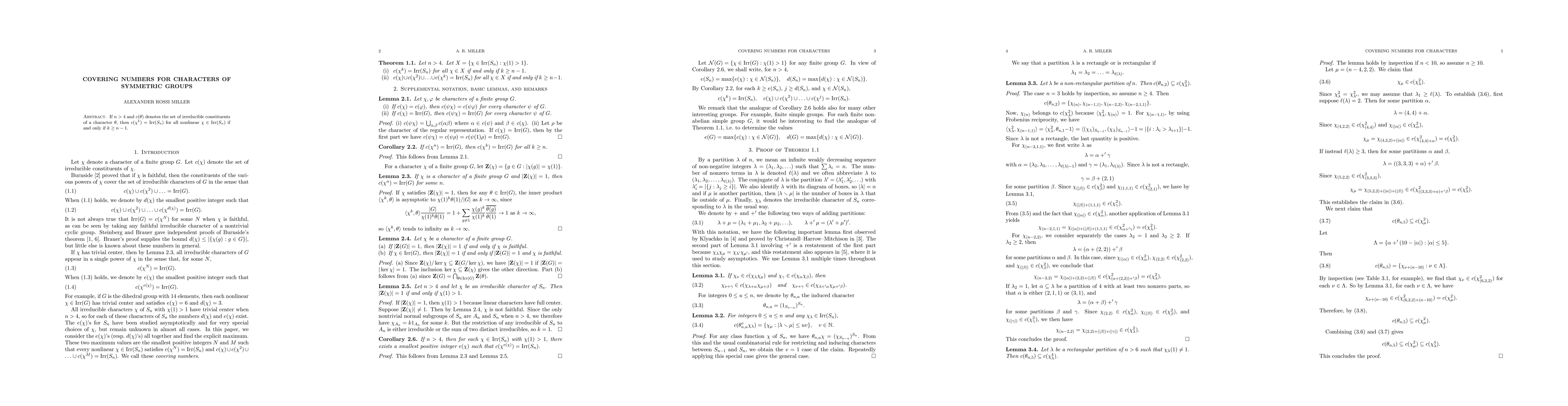 Thumbnail for Covering numbers for characters of symmetric groups